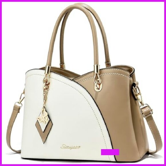 Synthetic Leather Tote Satchel Shoulder Bag Elegant Minimal Chic Versatile - Picture 2 of 6